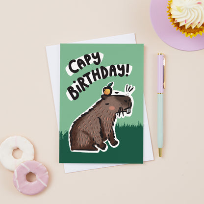 Capybara Capy Happy Birthday Card