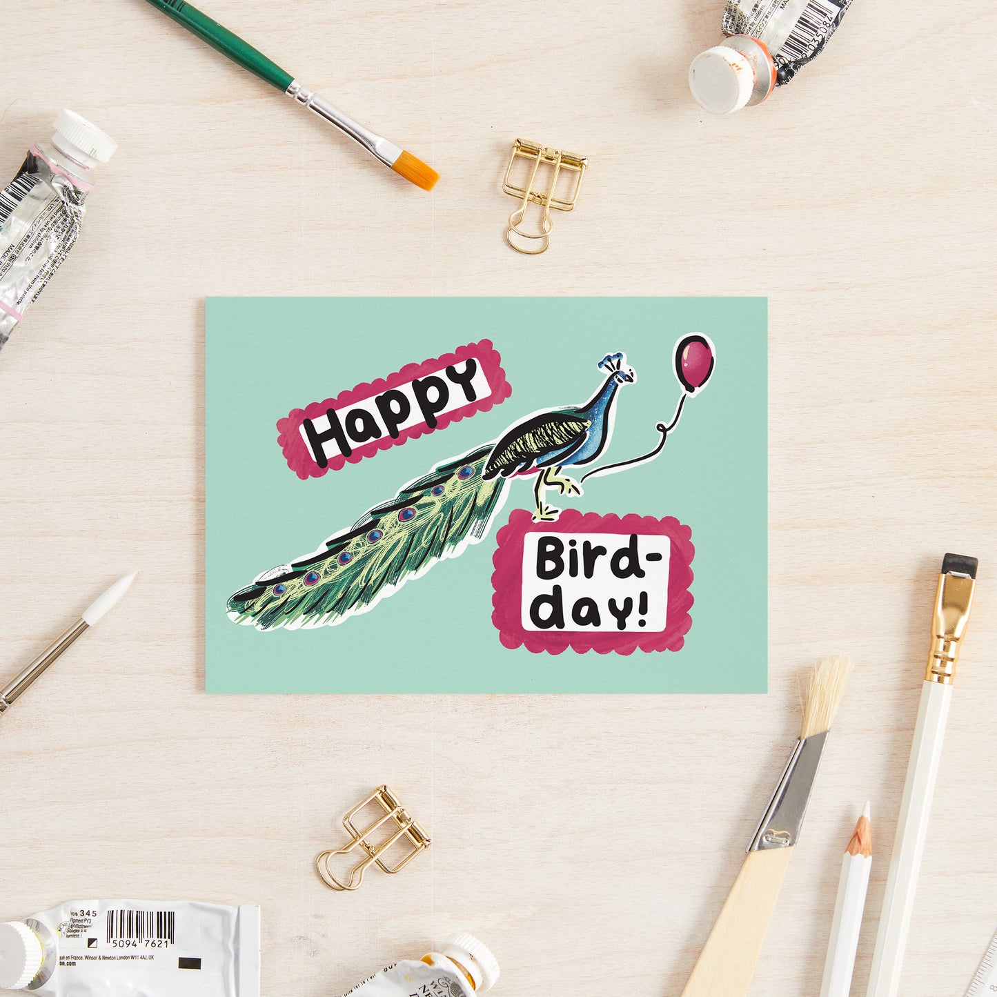 Peacock Bird Birthday Card