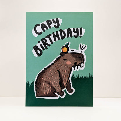 Capybara Capy Happy Birthday Card