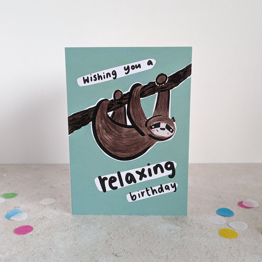 Sloth Relaxing Birthday Card