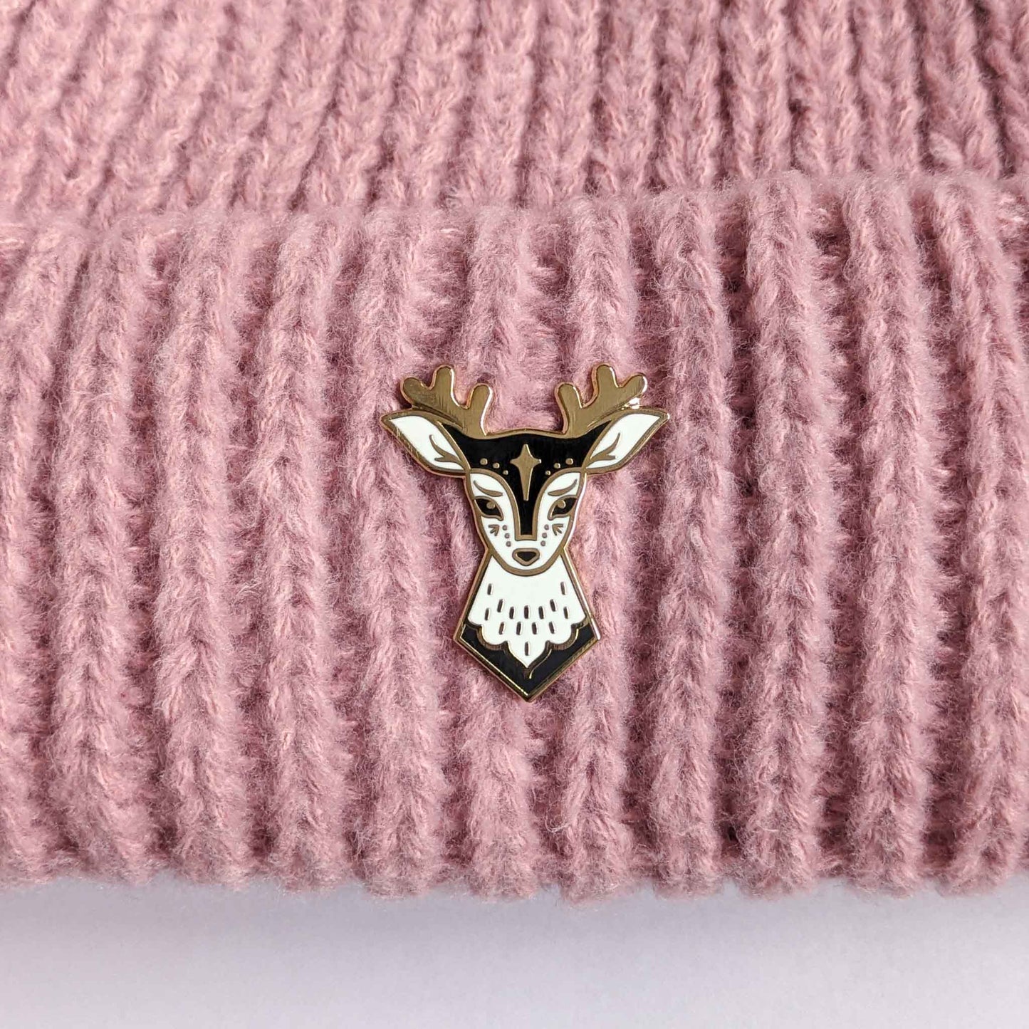 Black Fairytale Deer Enamel Pin in Gift Box