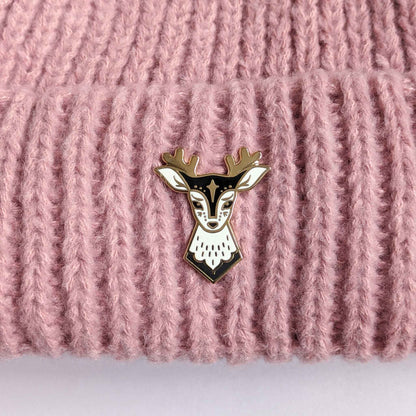 Black Fairytale Deer Enamel Pin in Gift Box