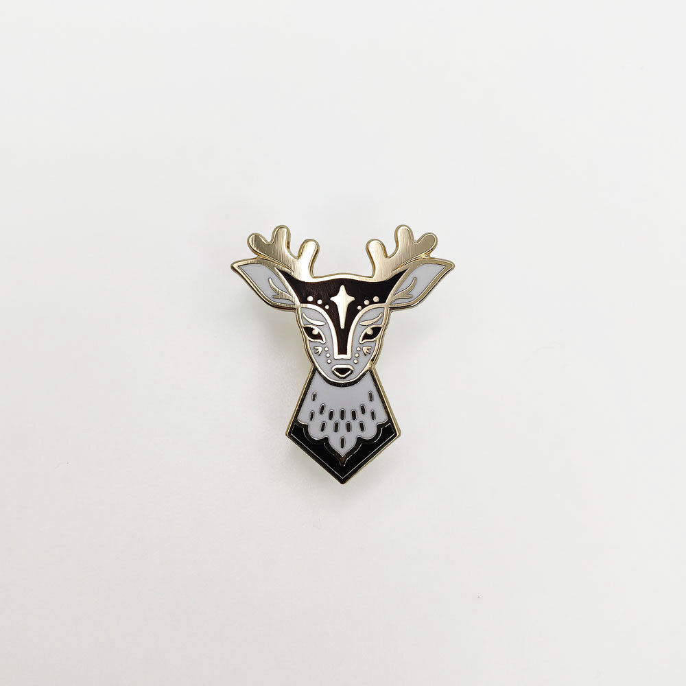 Black Fairytale Deer Enamel Pin in Gift Box