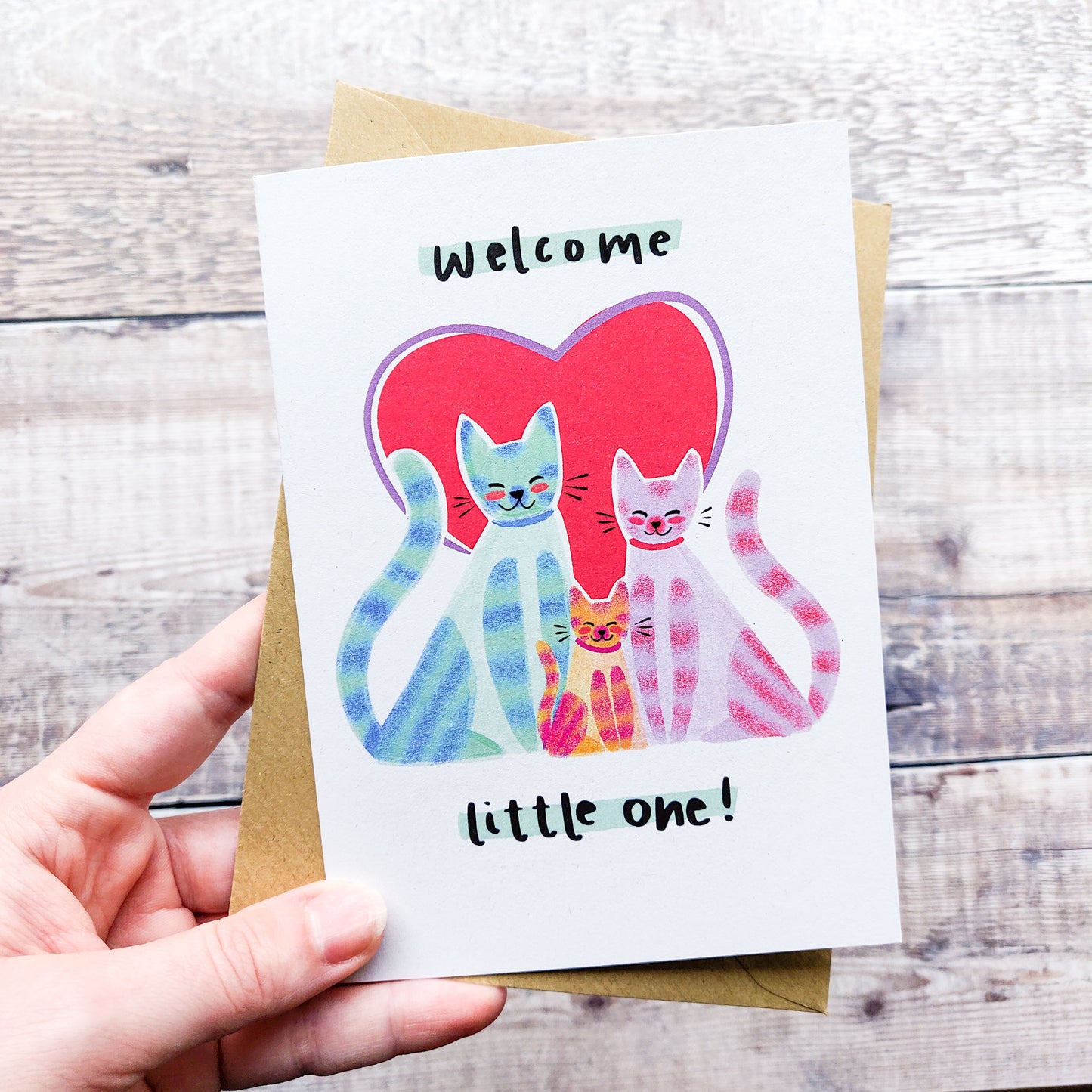 Welcome Little One Cat Trio Card